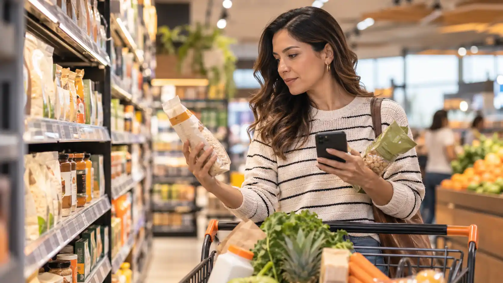 Shopper mexicano comparando precio, presentación y valor de diferentes productos en retail