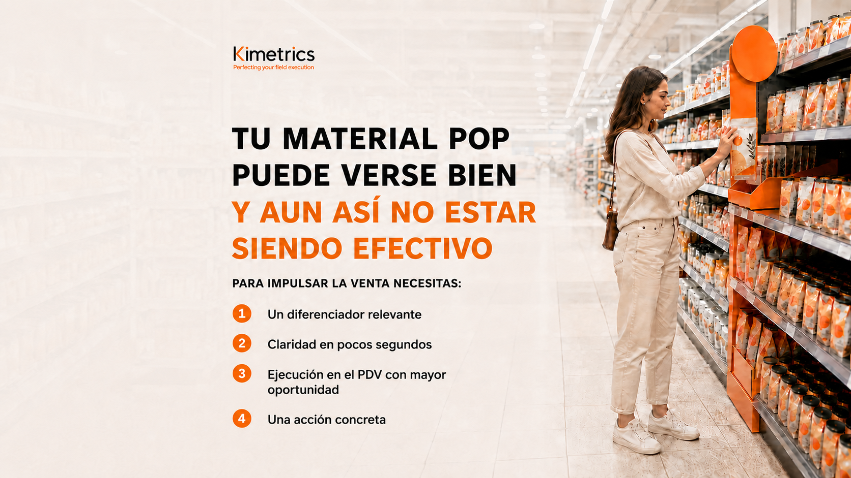 ROI del material POP — dashboard Kimetrics Xtract mostrando venta incremental de activaciones en punto de venta comparando tiendas con y sin material POP